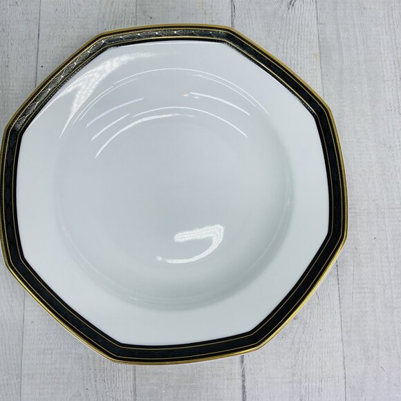 Christopher Stuart BLACK DRESS China Octagonal Large Rim  Pasta Soup Bowl Set 3 - Picture 2 of 13